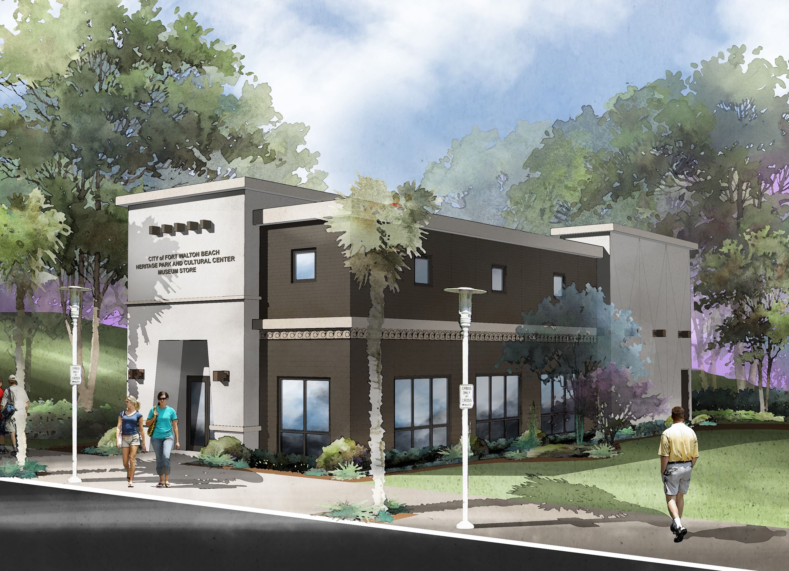 An artist's rendering of the expansion of the Indian Temple Mound Museum.