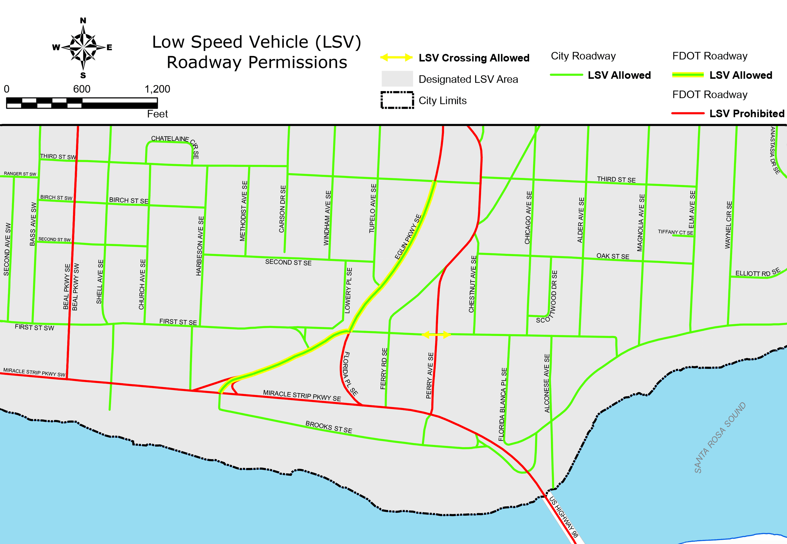 Zone for Low-Speed Vehicles on Eglin Parkway from Third Street to U.S. Highway 98.